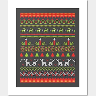 Ugly Christmas Sweater Pattern Posters and Art